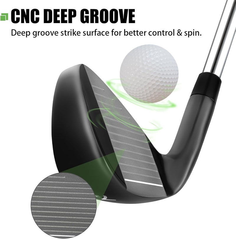 MAZEL Men Golf Iron Set (9PCS) or 1,2,3,4,5,6,7,8,9,Pitching Wedge,Sand Wedge with Steel Shafts for Right Handed Golfers - Image 2